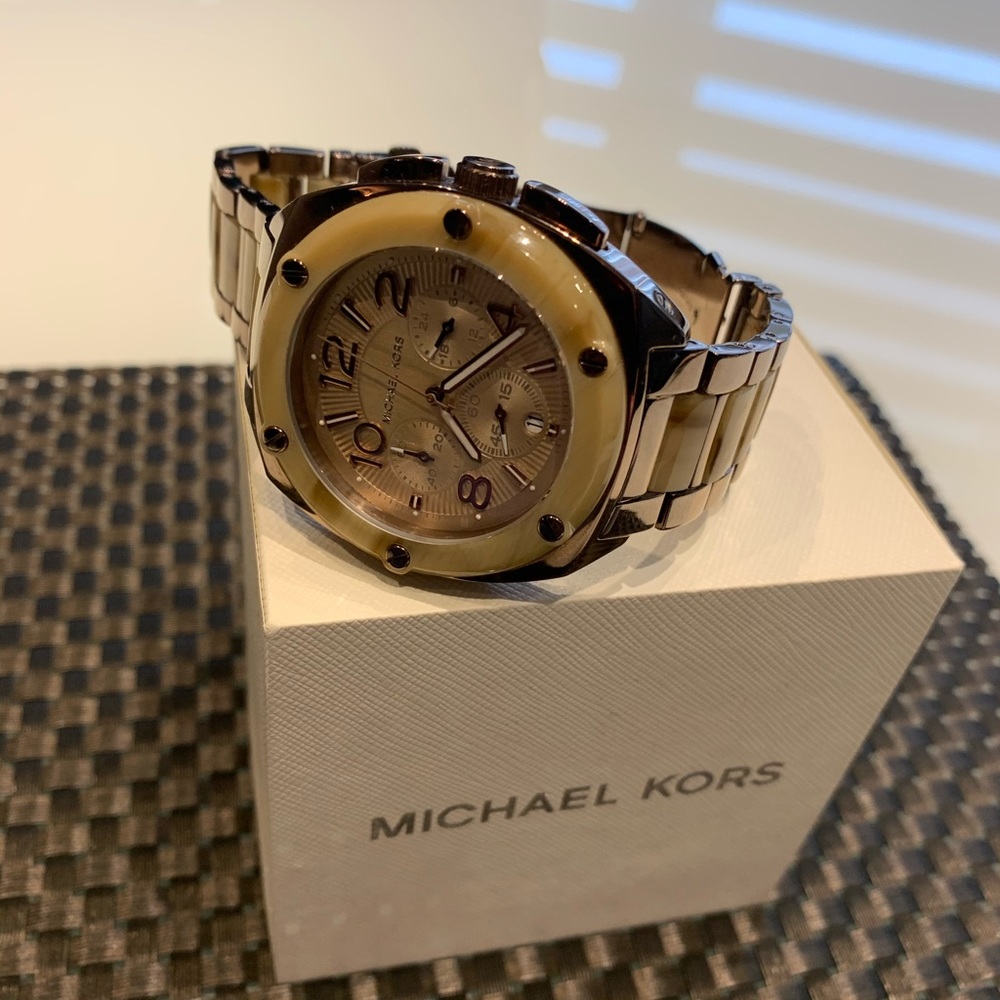 Michael Kors Brown Steel&Tortoise Chronogrph Watch